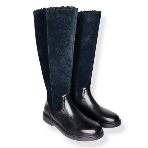 Clarks Unstructured Womens UN ELDA HI Black Suede Waterproof Long Boots Size 6.5 - Picture 1 of 10
